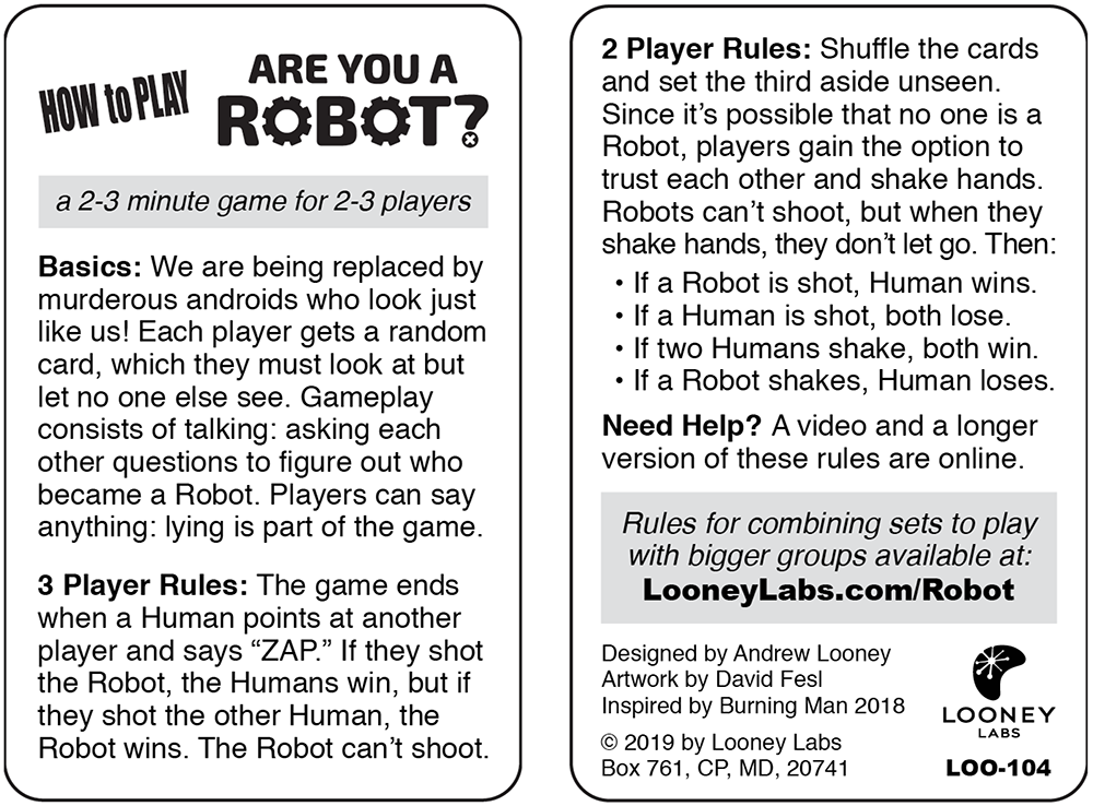 Are A Robot? | Looney Labs