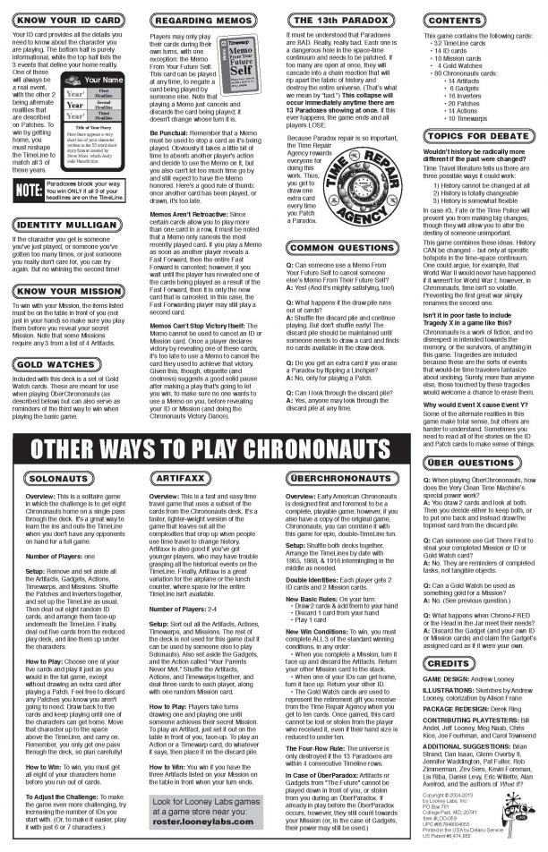Early American Chrononauts Card Game - Travel Through