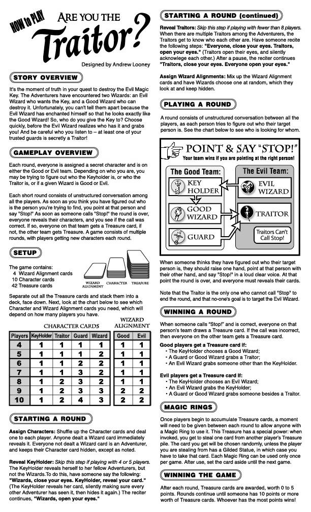 Are You the Traitor?, Board Game